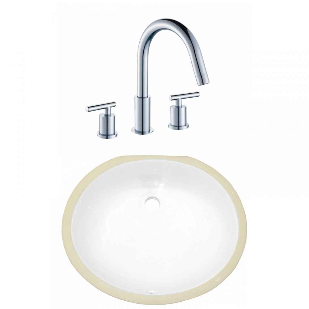 18.25-in. W CSA Oval Bathroom Undermount Sink Set In White - Chrome Hardware