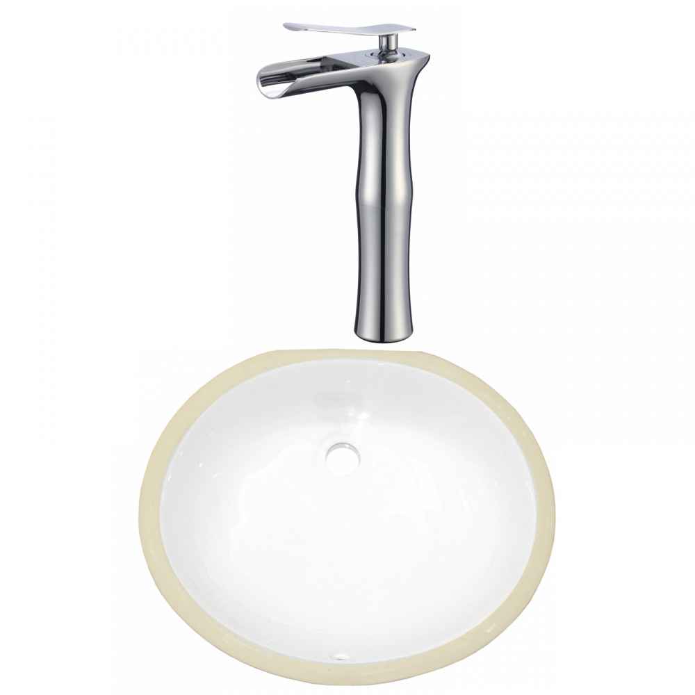 18.25-in. W CSA Oval Bathroom Undermount Sink Set In White - Chrome Hardware