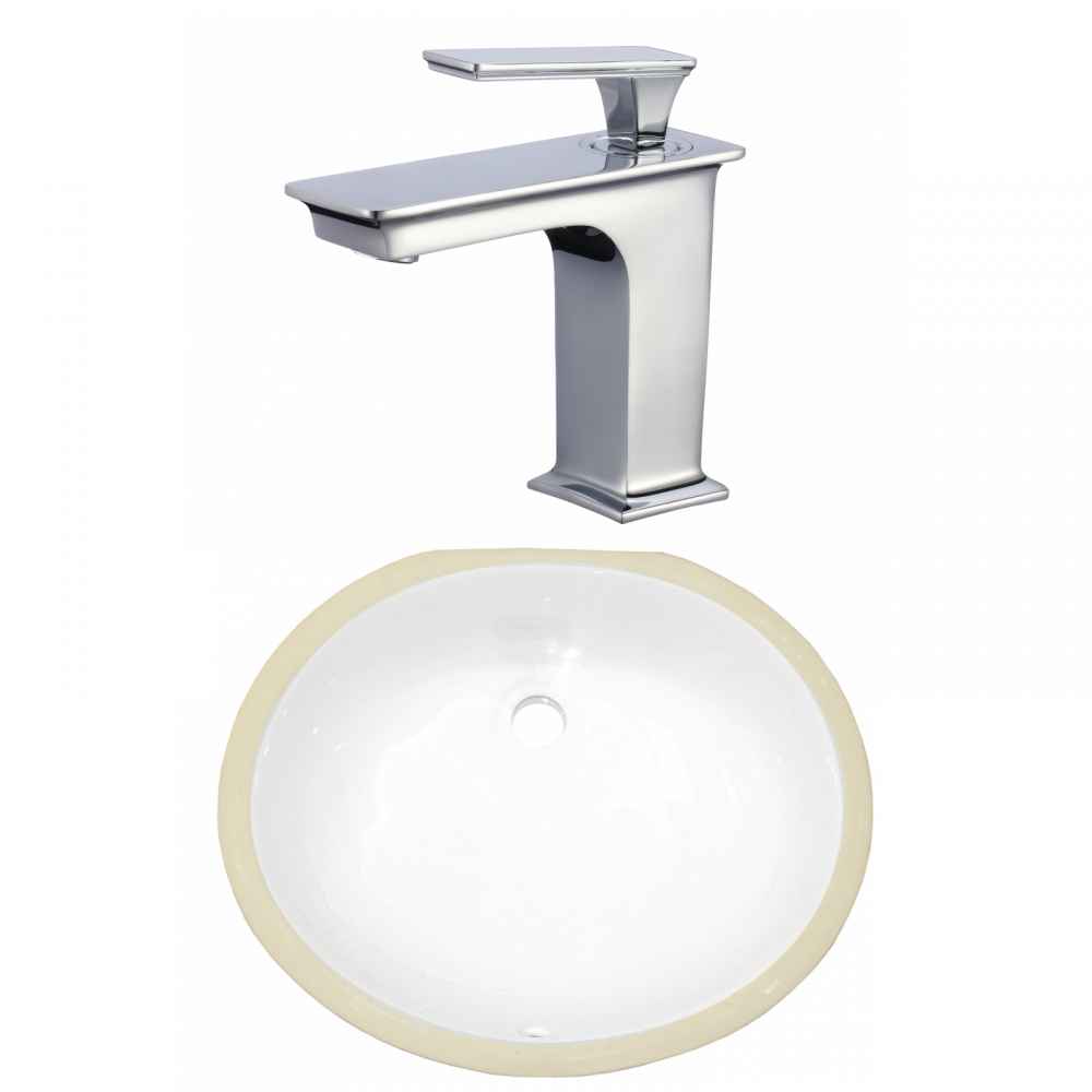 18.25-in. W CSA Oval Bathroom Undermount Sink Set In White - Chrome Hardware
