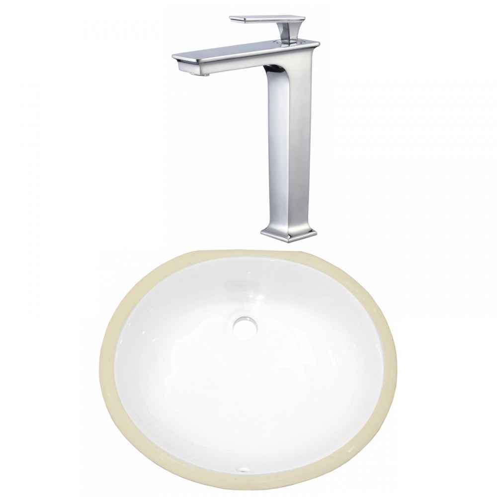 18.25-in. W CSA Oval Bathroom Undermount Sink Set In White - Chrome Hardware