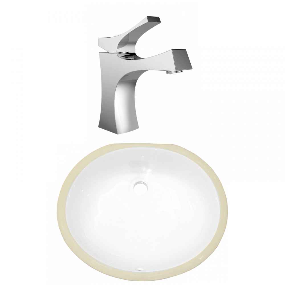 16.5-in. W CSA Oval Bathroom Undermount Sink Set In White - Chrome Hardware