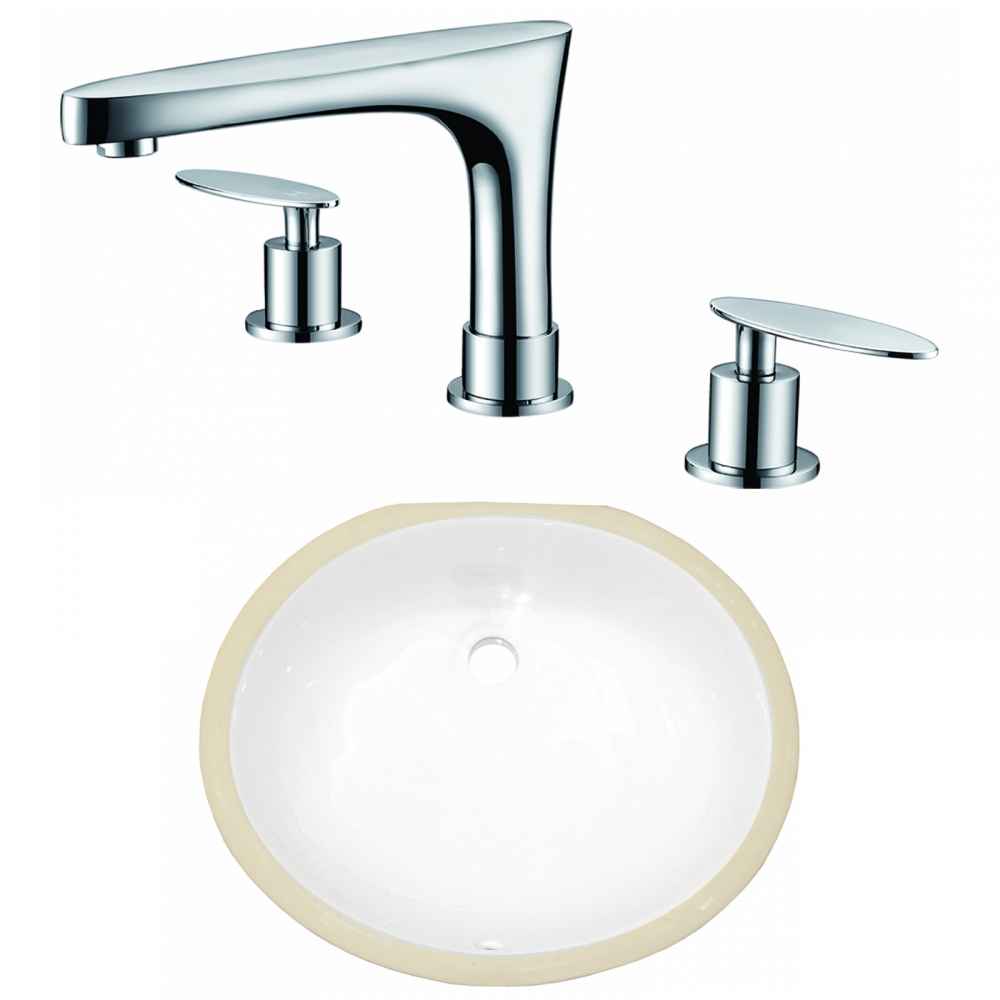 16.5-in. W CSA Oval Bathroom Undermount Sink Set In White - Chrome Hardware