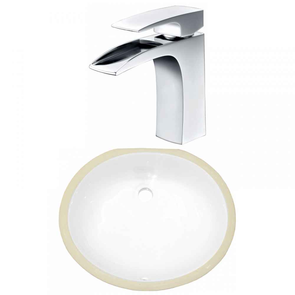 16.5-in. W CSA Oval Bathroom Undermount Sink Set In White - Chrome Hardware