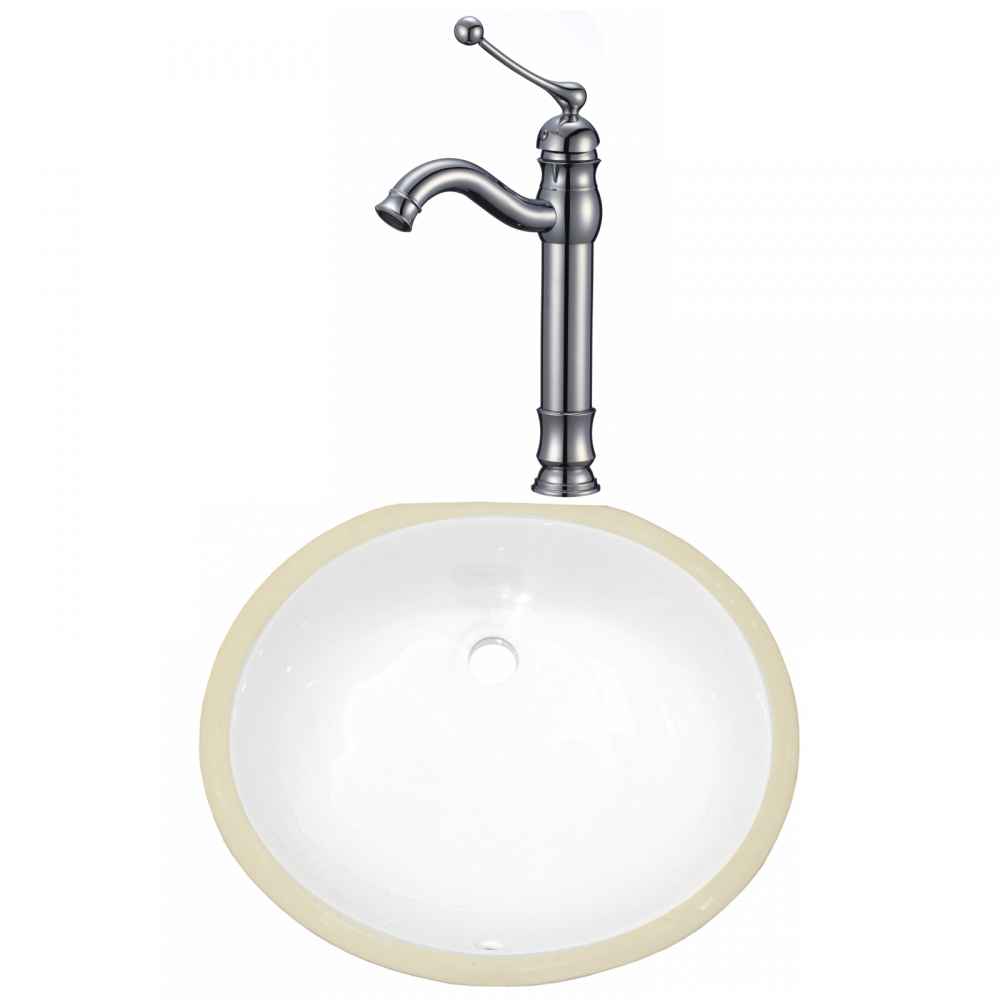 16.5-in. W CSA Oval Bathroom Undermount Sink Set In White - Chrome Hardware