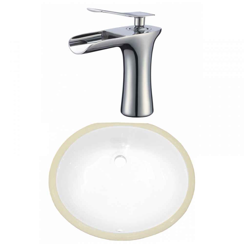 16.5-in. W CSA Oval Bathroom Undermount Sink Set In White - Chrome Hardware