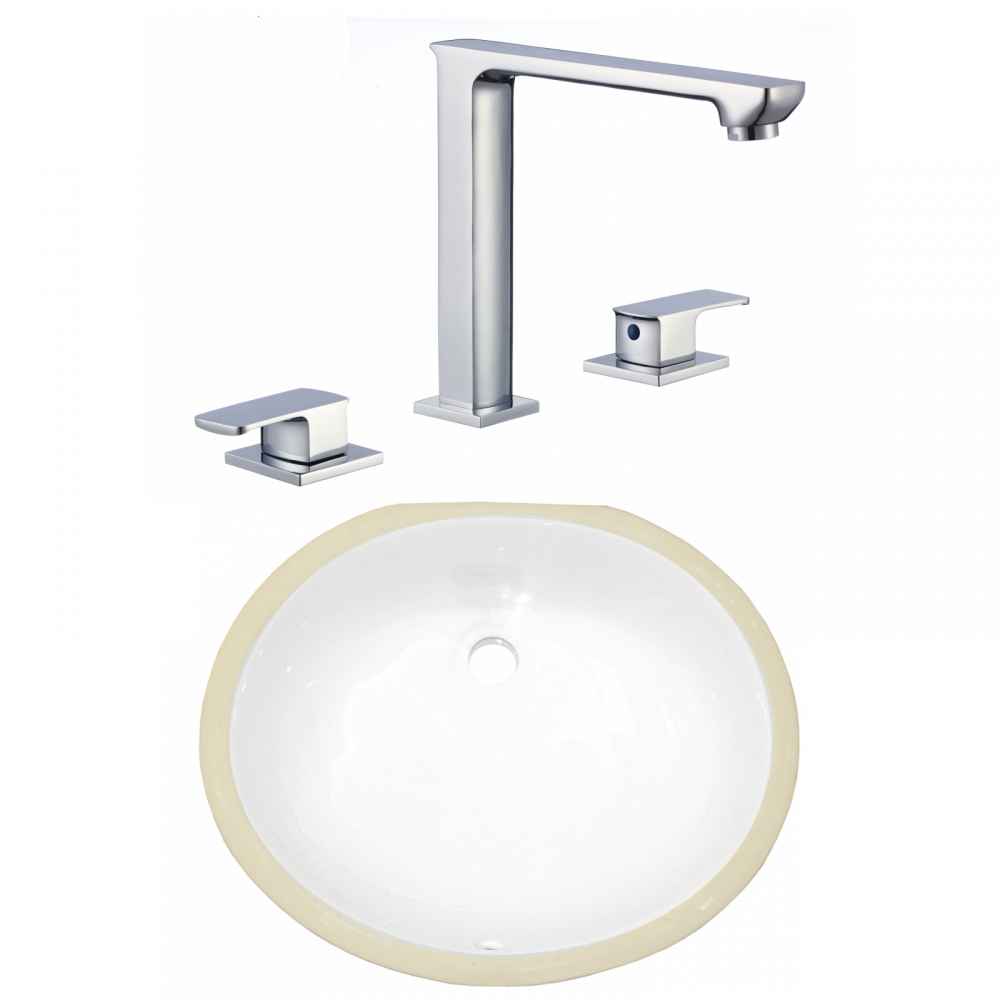 16.5-in. W CSA Oval Bathroom Undermount Sink Set In White - Chrome Hardware