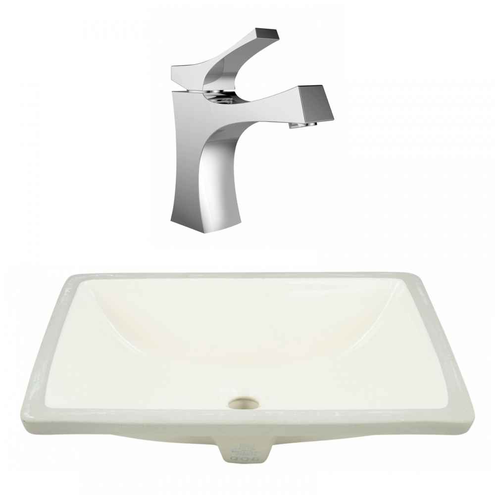 20.75-in. W CSA Rectangle Bathroom Undermount Sink Set In Biscuit - Chrome Hardware