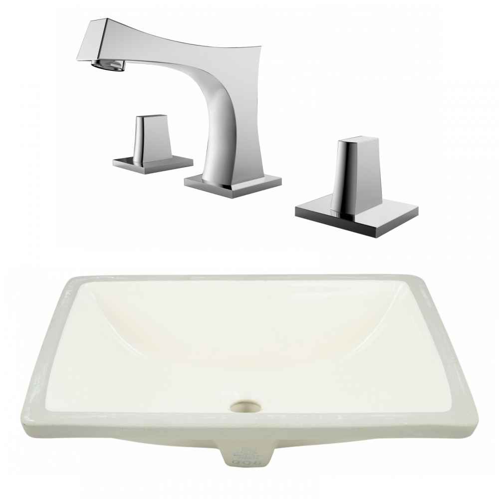 20.75-in. W CSA Rectangle Bathroom Undermount Sink Set In Biscuit - Chrome Hardware