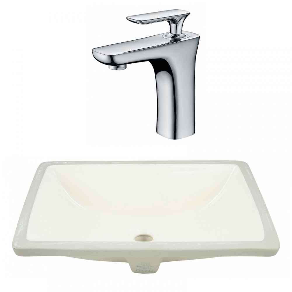 20.75-in. W CSA Rectangle Bathroom Undermount Sink Set In Biscuit - Chrome Hardware