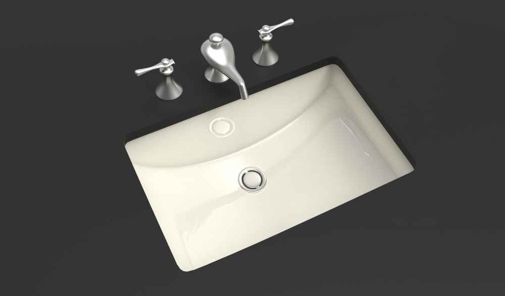 20.75-in. W CSA Rectangle Bathroom Undermount Sink Set In Biscuit - Chrome Hardware