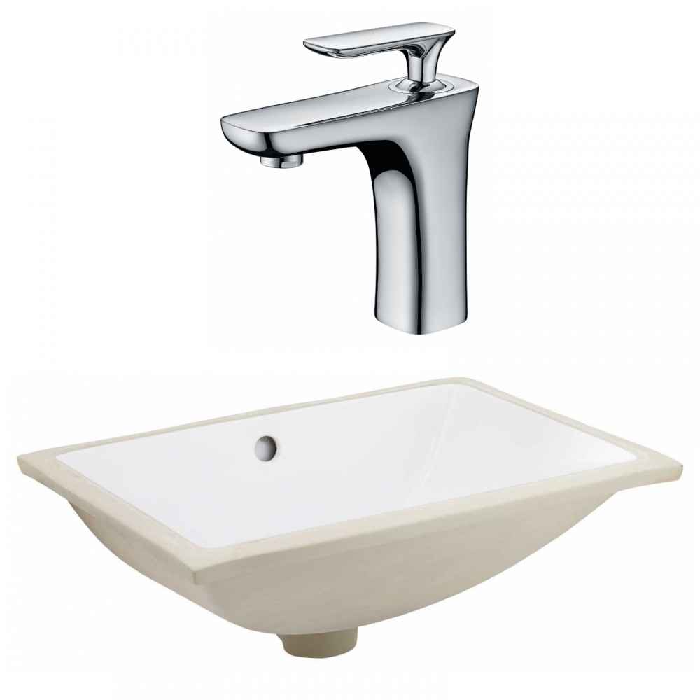 20.75-in. W CSA Rectangle Bathroom Undermount Sink Set In White - Chrome Hardware