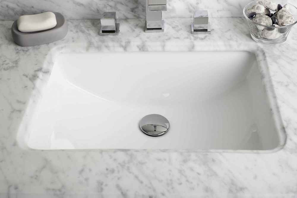 20.75-in. W CSA Rectangle Bathroom Undermount Sink Set In White - Chrome Hardware