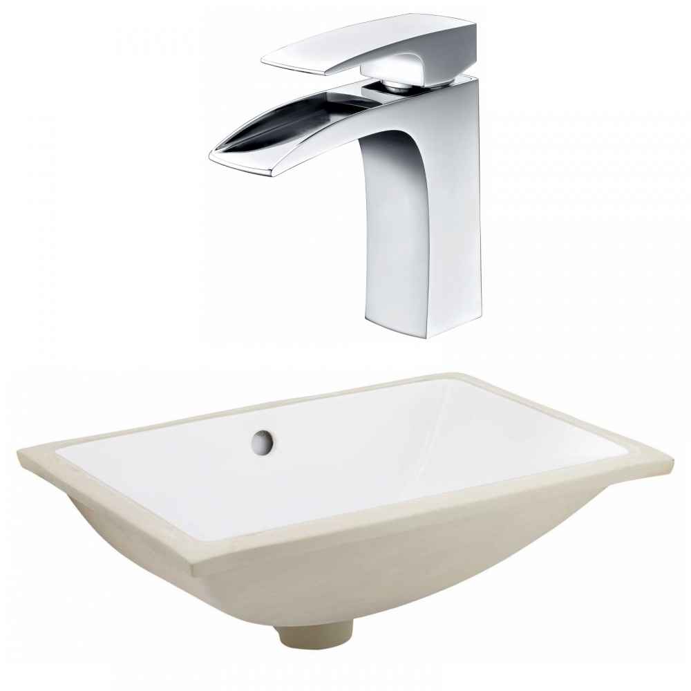20.75-in. W CSA Rectangle Bathroom Undermount Sink Set In White - Chrome Hardware