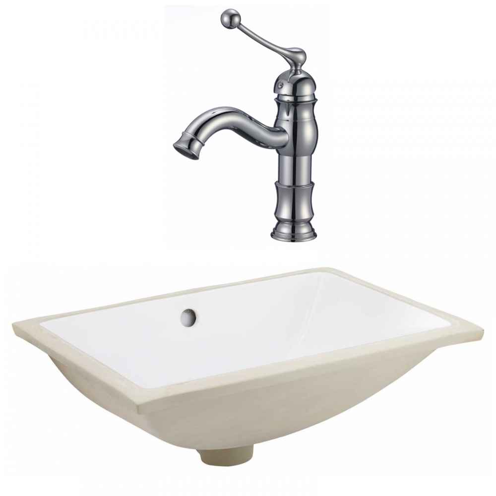 20.75-in. W CSA Rectangle Bathroom Undermount Sink Set In White - Chrome Hardware