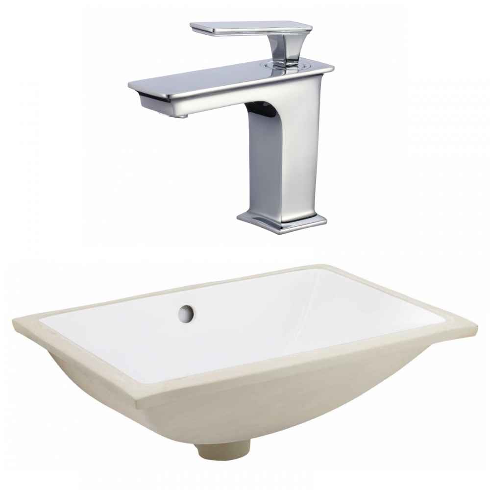 20.75-in. W CSA Rectangle Bathroom Undermount Sink Set In White - Chrome Hardware