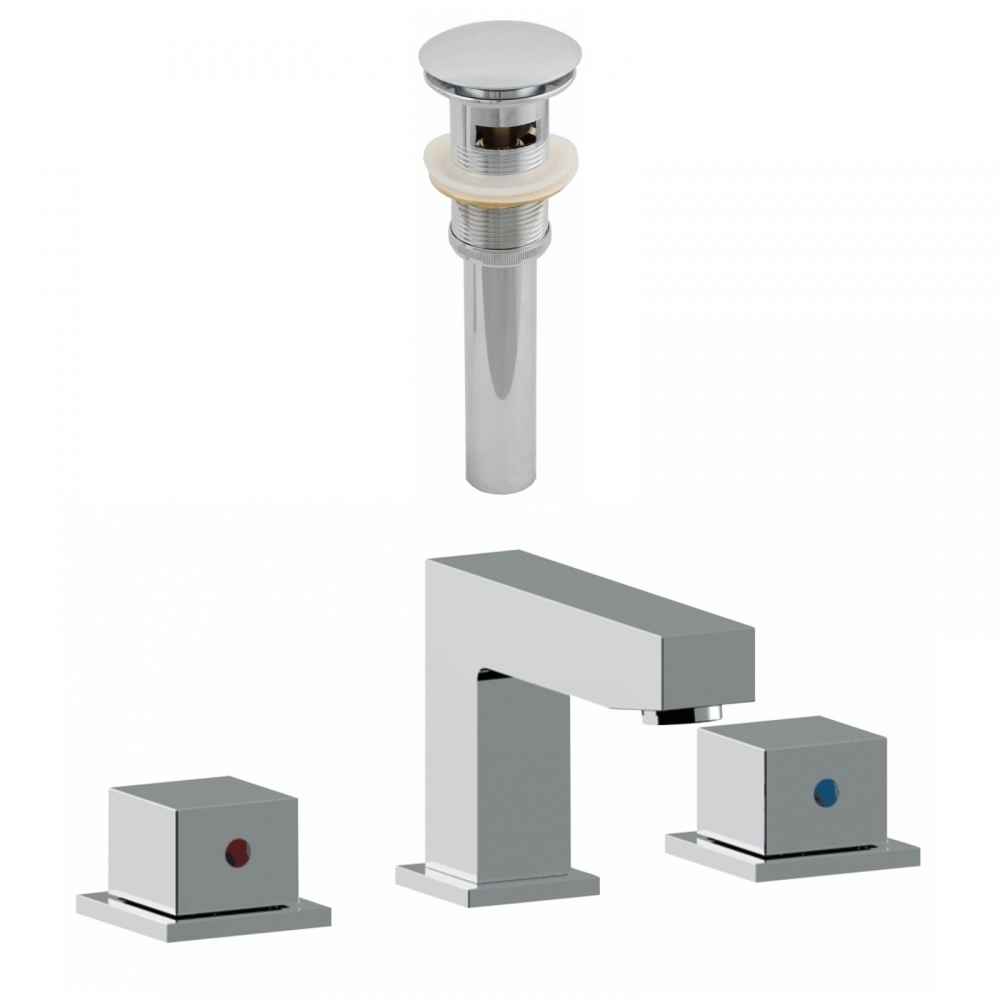 3H8-in. CUPC Approved Stainless Steel Faucet Set In Chrome Color - Overflow Drain Incl.