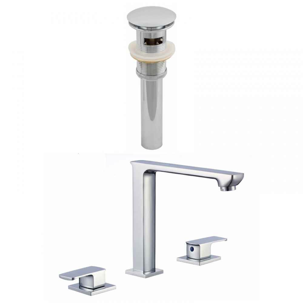 3H8-in. CUPC Approved Stainless Steel Faucet Set In Chrome Color - Overflow Drain Incl.
