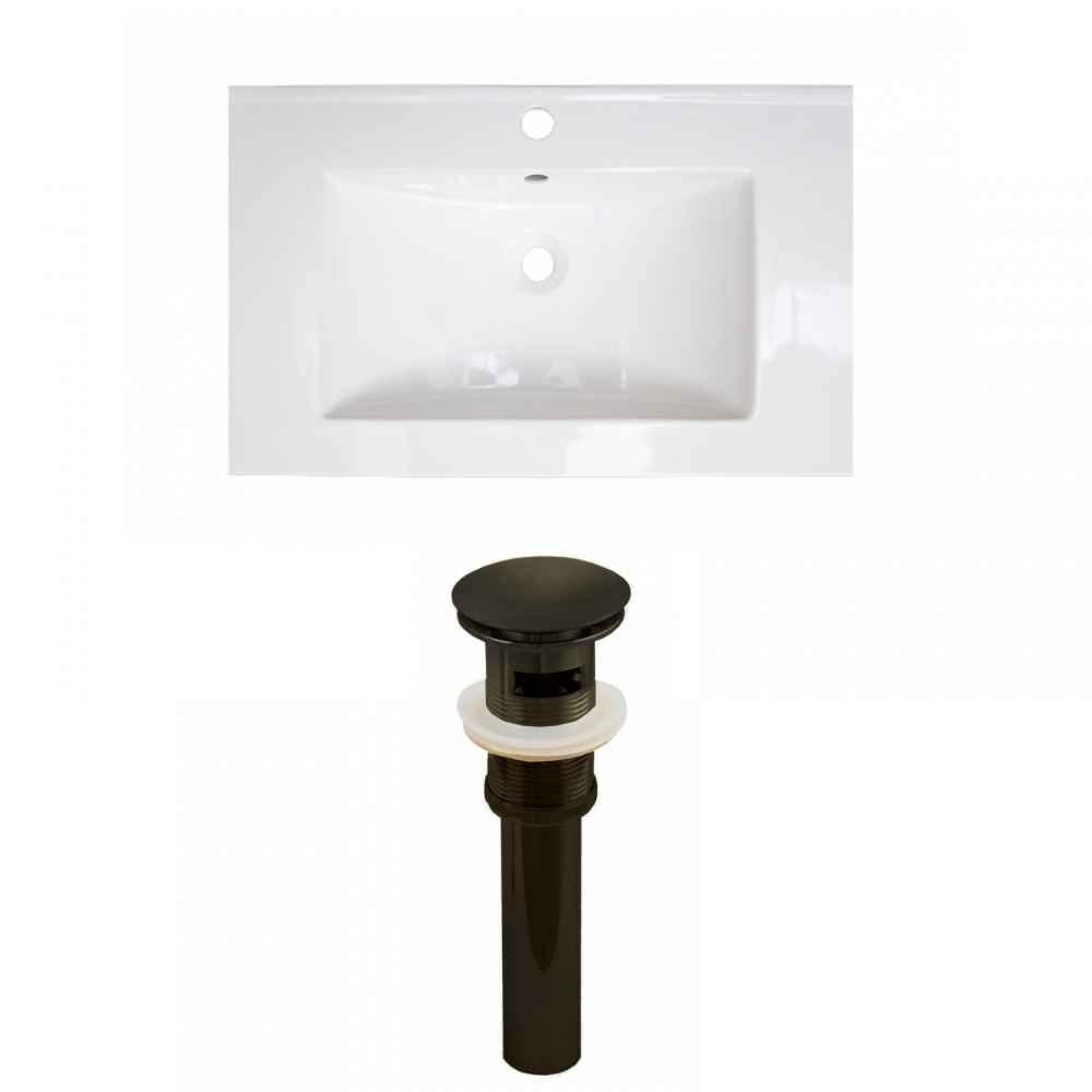 23.75-in. W 1 Hole Ceramic Top Set In White Color - Overflow Drain Incl.