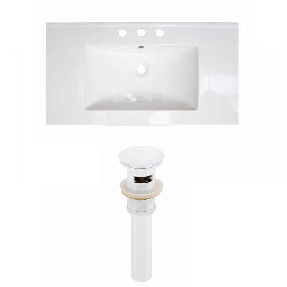 32-in. W 3H8-in. Ceramic Top Set In White Color - Overflow Drain Incl.