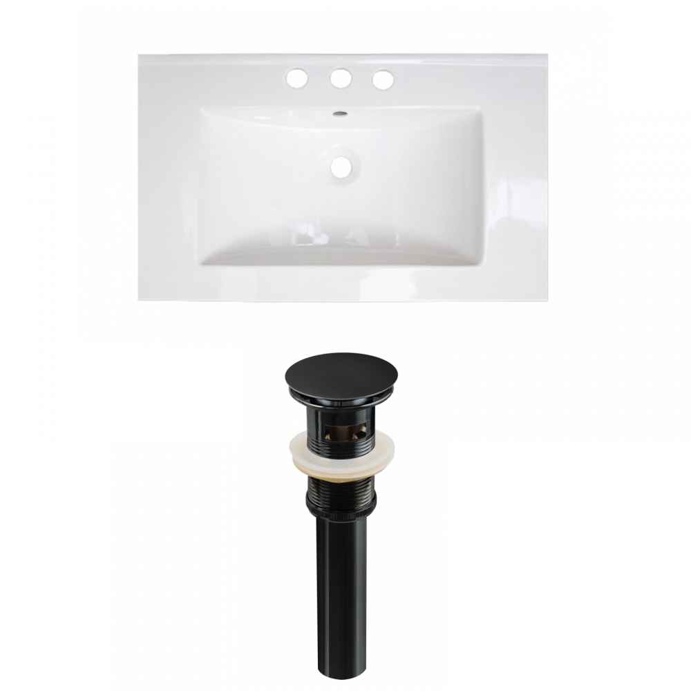 32-in. W 3H8-in. Ceramic Top Set In White Color - Overflow Drain Incl.