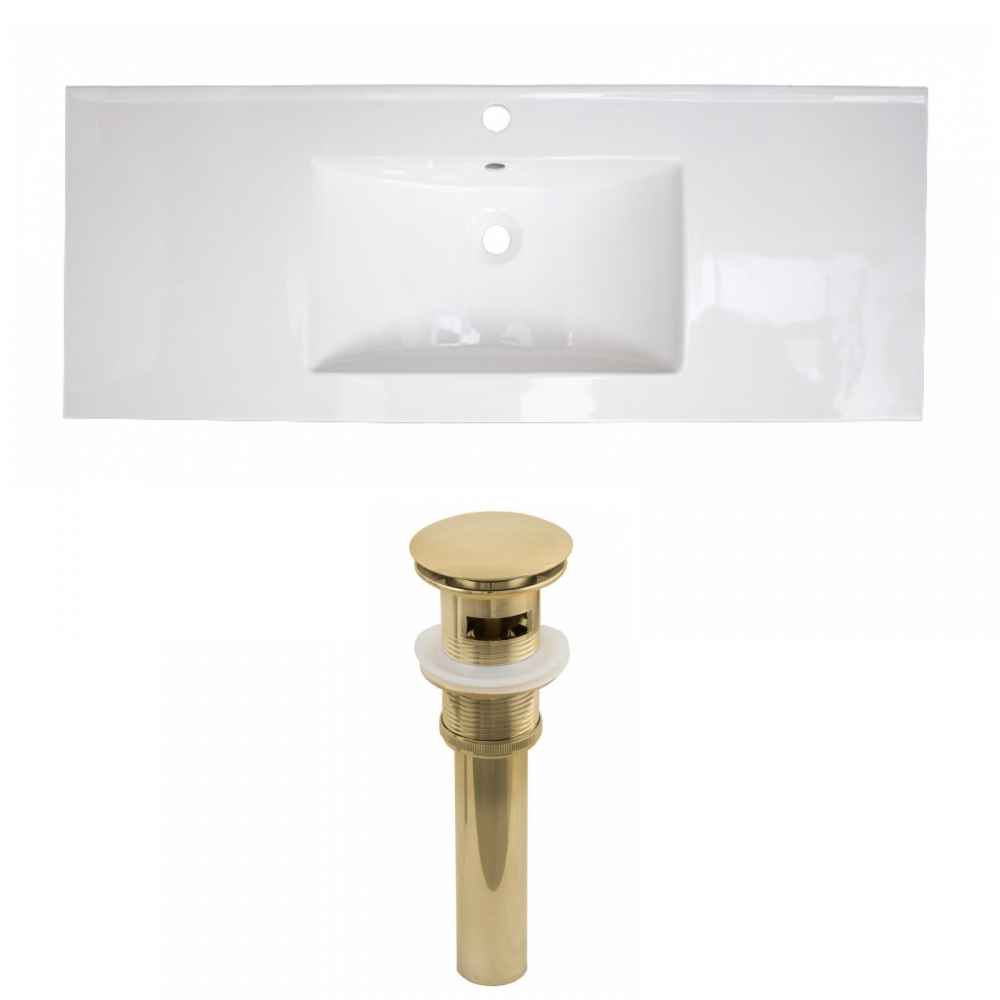 48-in. W 1 Hole Ceramic Top Set In White Color - Overflow Drain Incl.