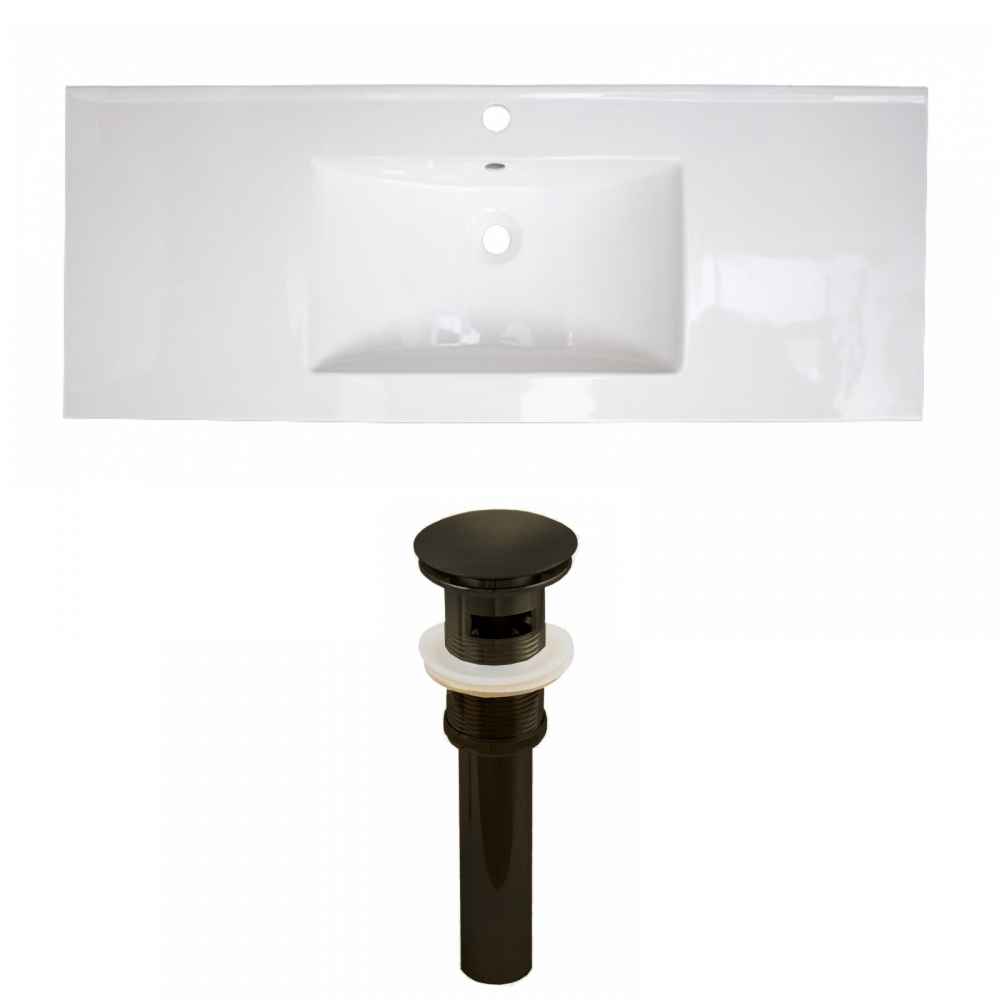 48-in. W 1 Hole Ceramic Top Set In White Color - Overflow Drain Incl.