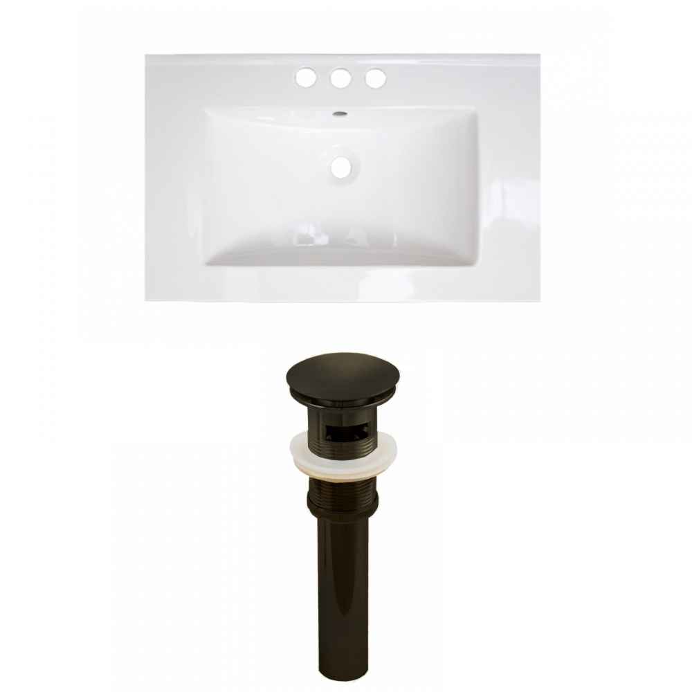24.25-in. W 3H4-in. Ceramic Top Set In White Color - Overflow Drain Incl.