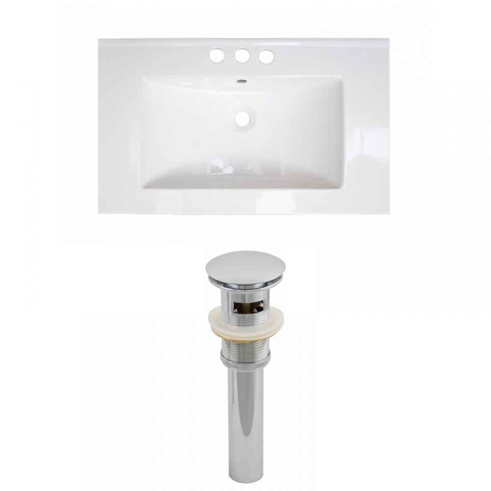 32-in. W 3H4-in. Ceramic Top Set In White Color - Overflow Drain Incl.