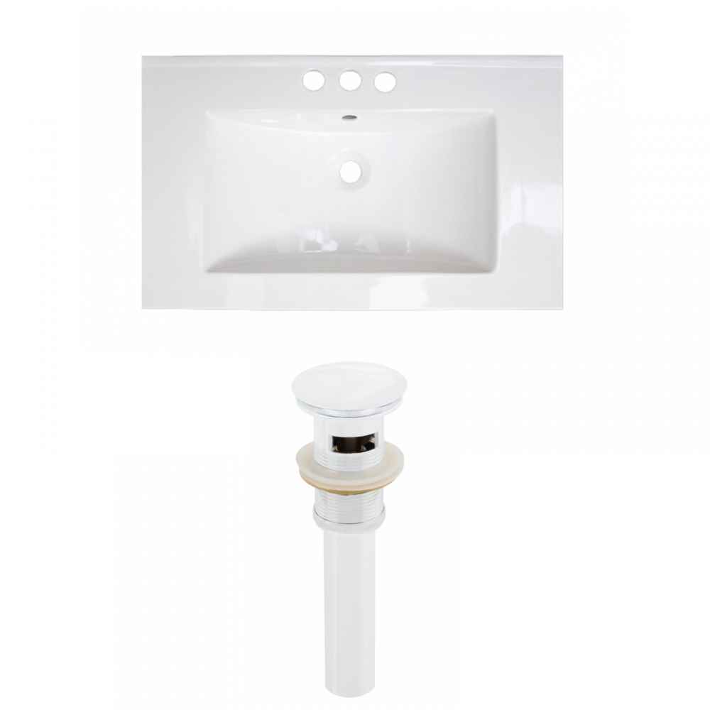 32-in. W 3H4-in. Ceramic Top Set In White Color - Overflow Drain Incl.