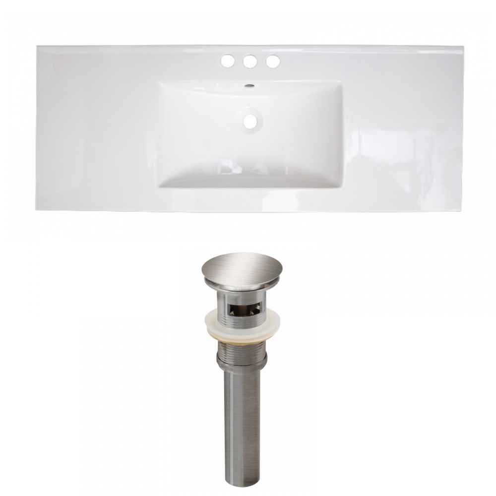 48-in. W 3H4-in. Ceramic Top Set In White Color - Overflow Drain Incl.
