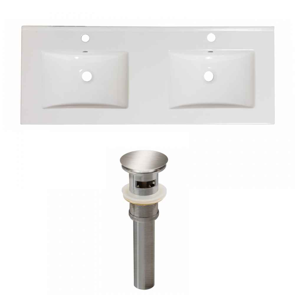 48-in. W 1 Hole Ceramic Top Set In White Color - Overflow Drain Incl.
