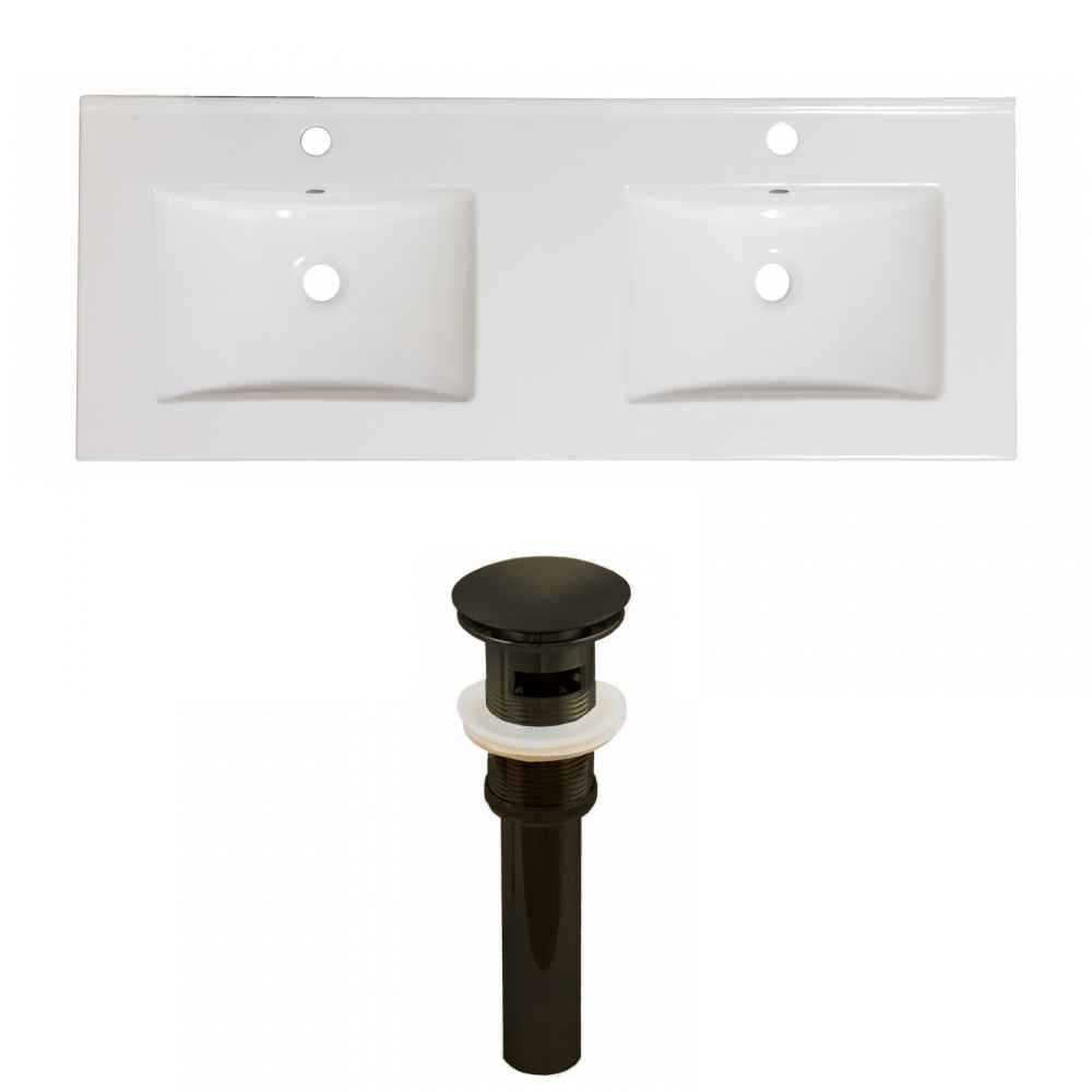 48-in. W 1 Hole Ceramic Top Set In White Color - Overflow Drain Incl.