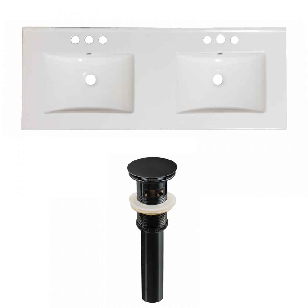 48-in. W 3H4-in. Ceramic Top Set In White Color - Overflow Drain Incl.