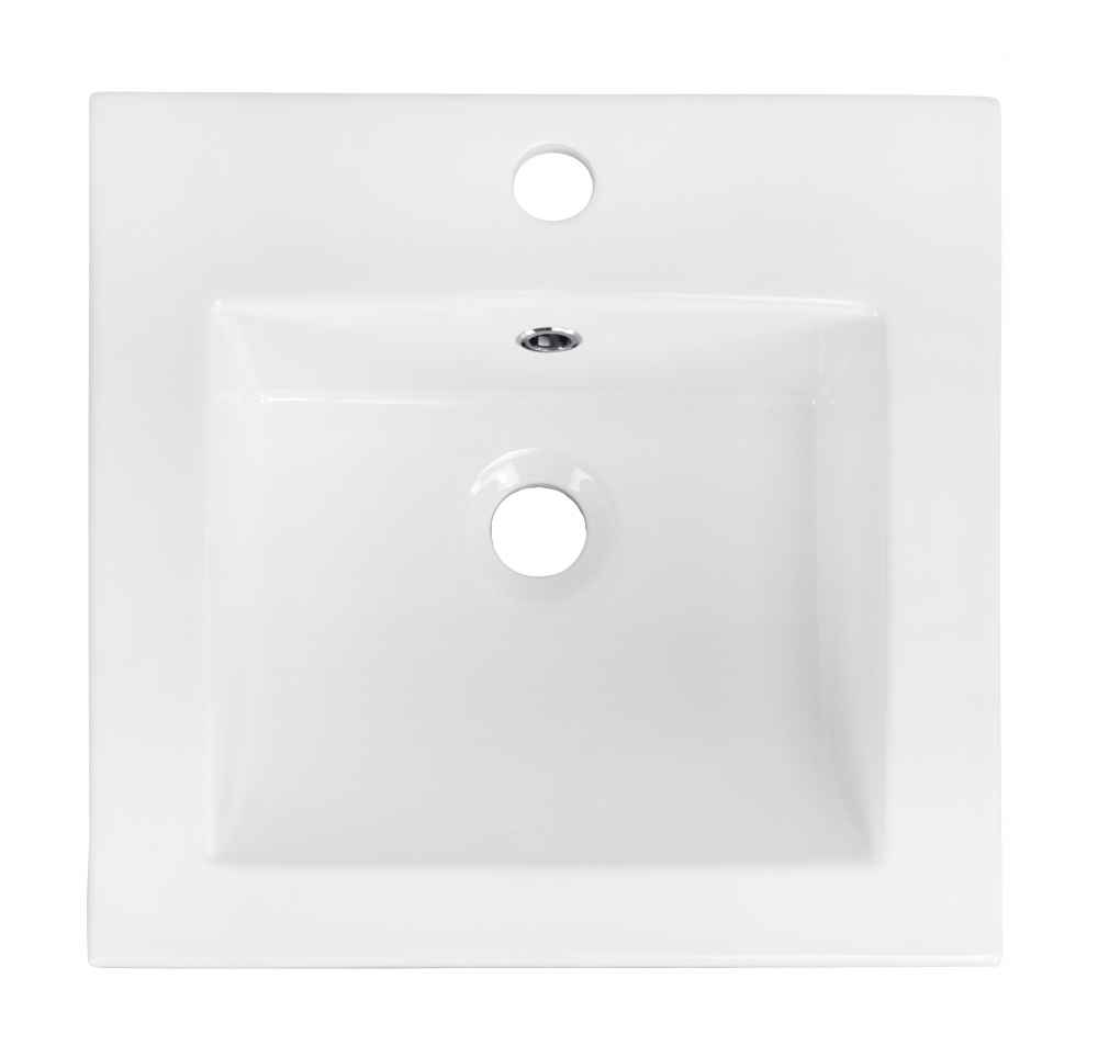 21-in. W 1 Hole Ceramic Top Set In White Color - Overflow Drain Incl.
