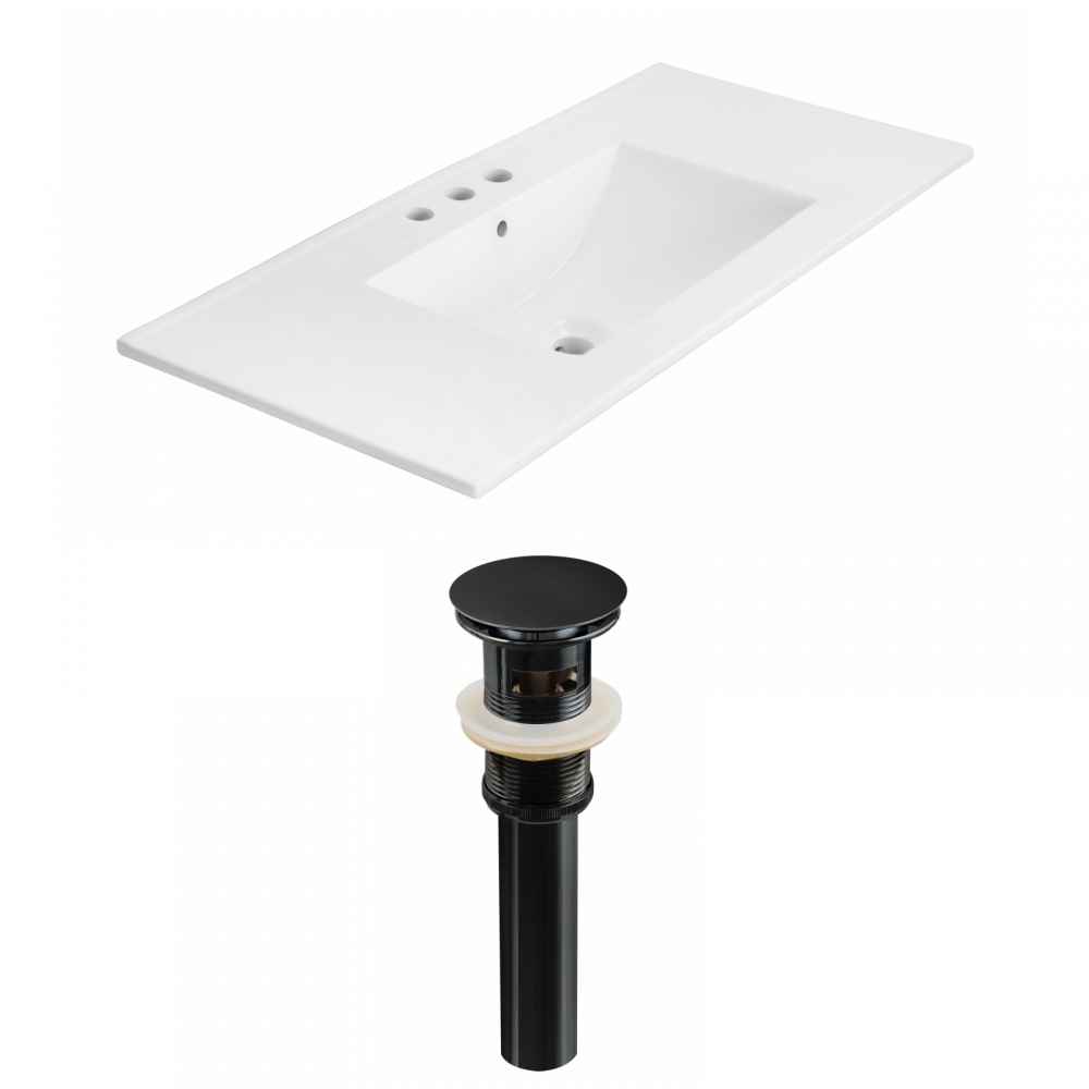 35.5-in. W 3H4-in. Ceramic Top Set In White Color - Overflow Drain Incl.