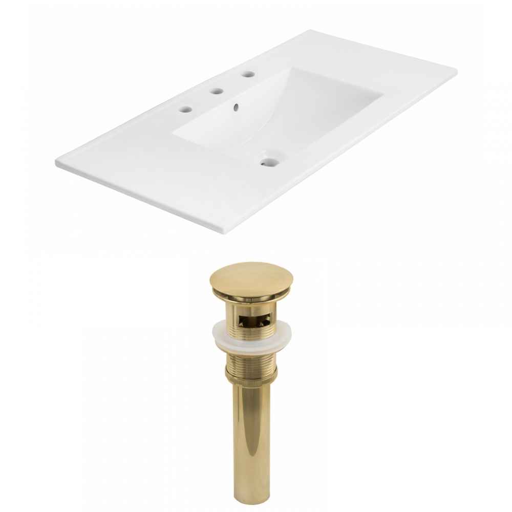 35.5-in. W 3H8-in. Ceramic Top Set In White Color - Overflow Drain Incl.