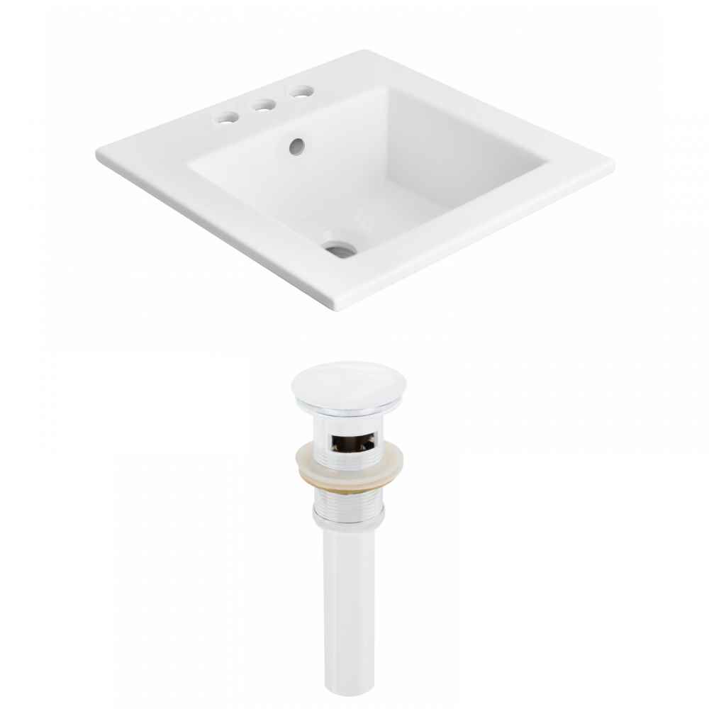 21-in. W 3H4-in. Ceramic Top Set In White Color - Overflow Drain Incl.