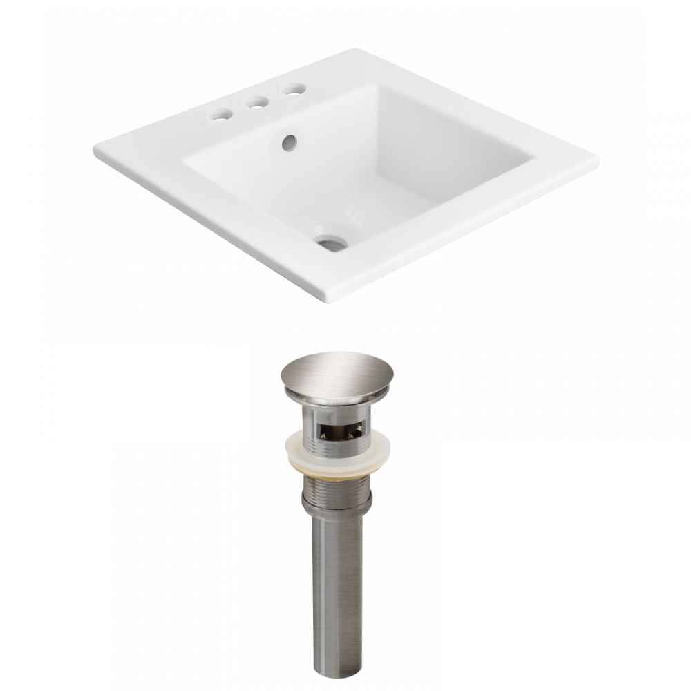 21-in. W 3H4-in. Ceramic Top Set In White Color - Overflow Drain Incl.