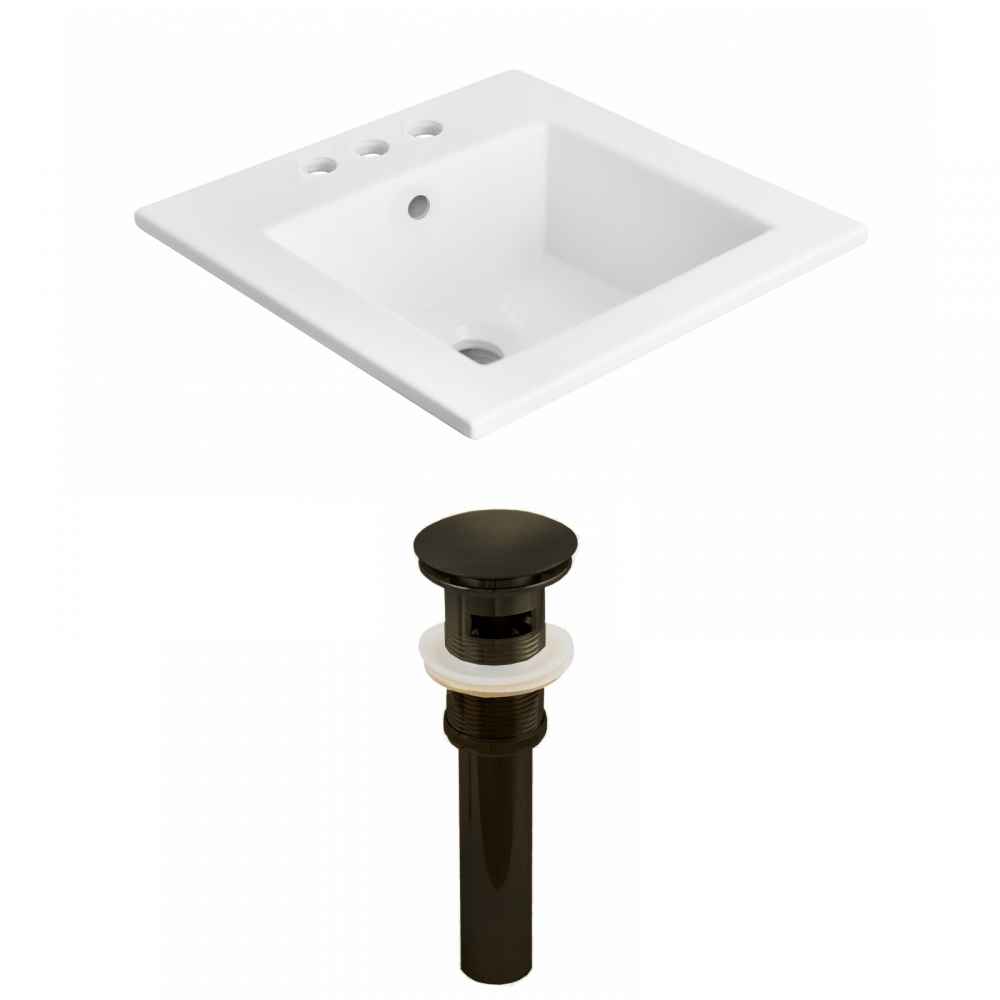 21-in. W 3H4-in. Ceramic Top Set In White Color - Overflow Drain Incl.