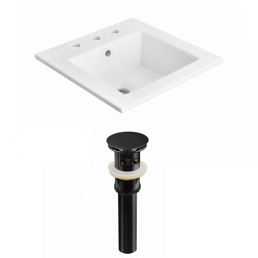 21-in. W 3H8-in. Ceramic Top Set In White Color - Overflow Drain Incl.