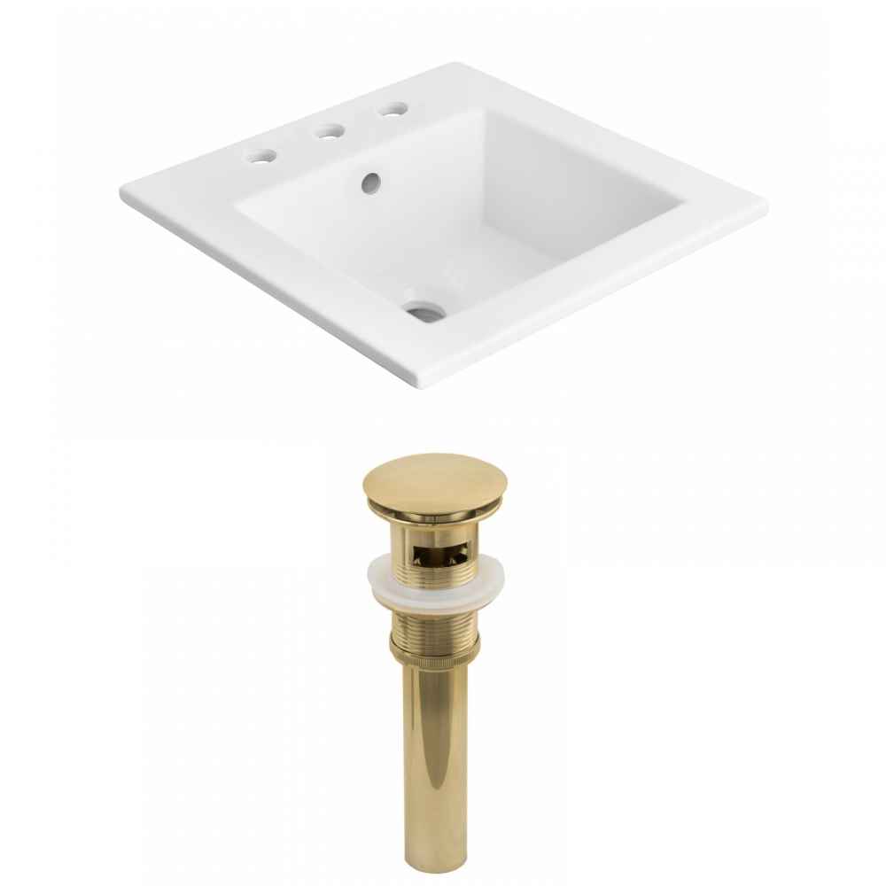 21-in. W 3H8-in. Ceramic Top Set In White Color - Overflow Drain Incl.