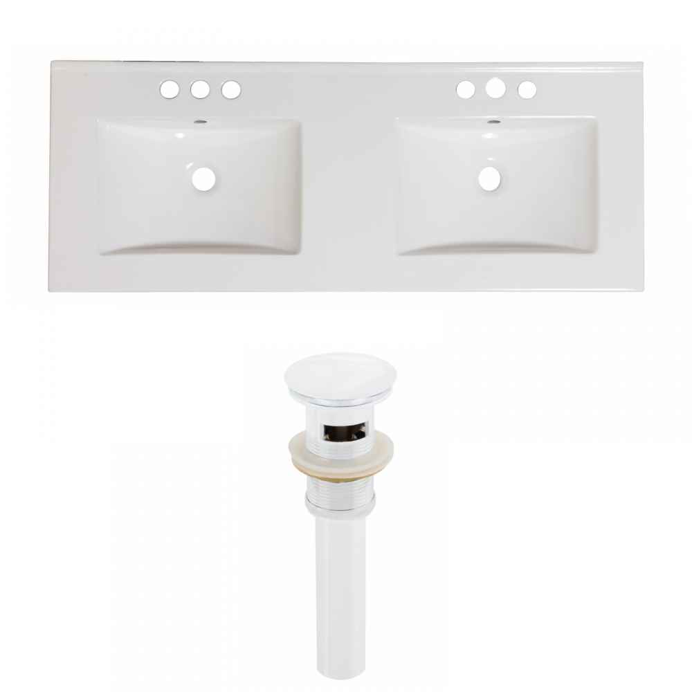 59-in. W 3H4-in. Ceramic Top Set In White Color - Overflow Drain Incl.