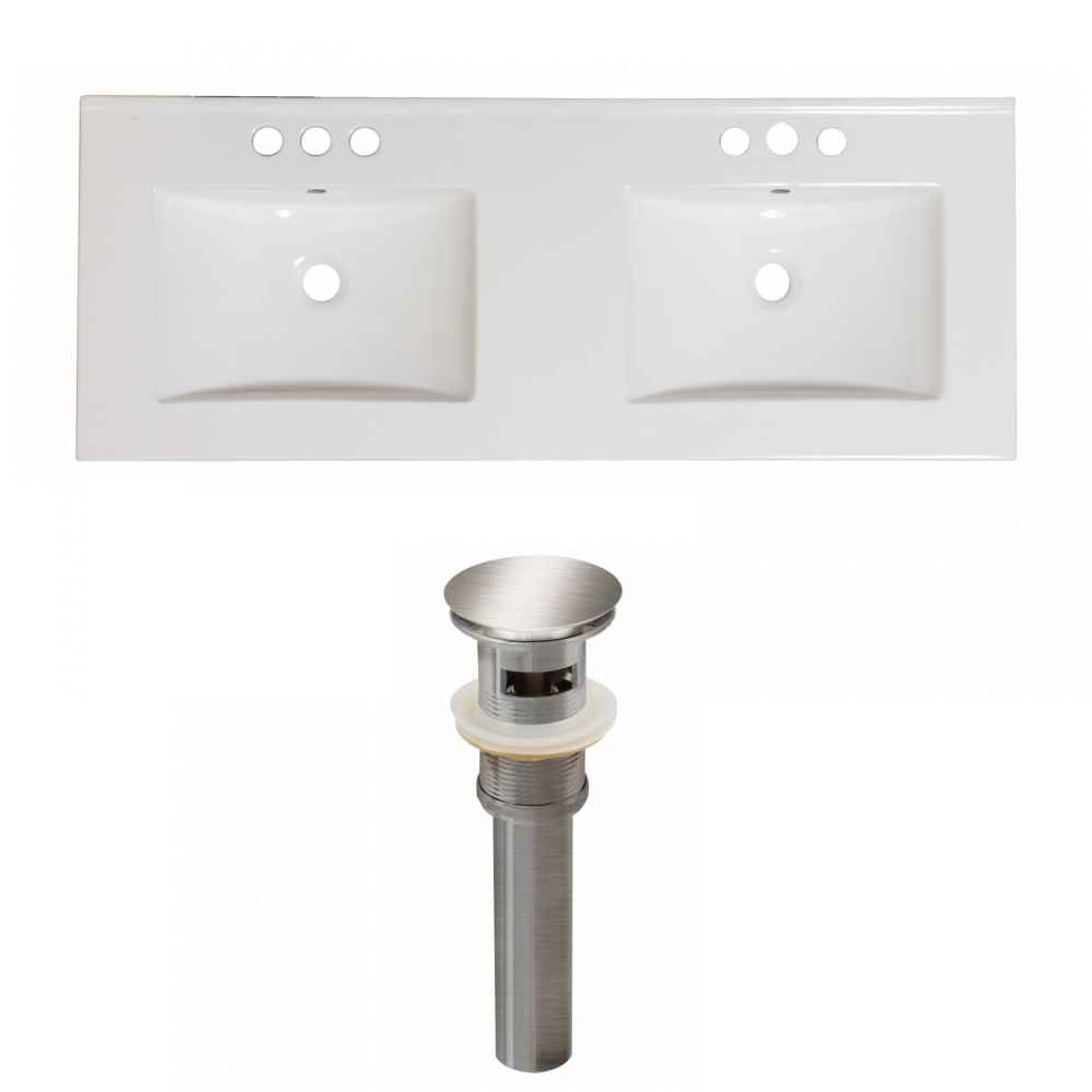 59-in. W 3H8-in. Ceramic Top Set In White Color - Overflow Drain Incl.