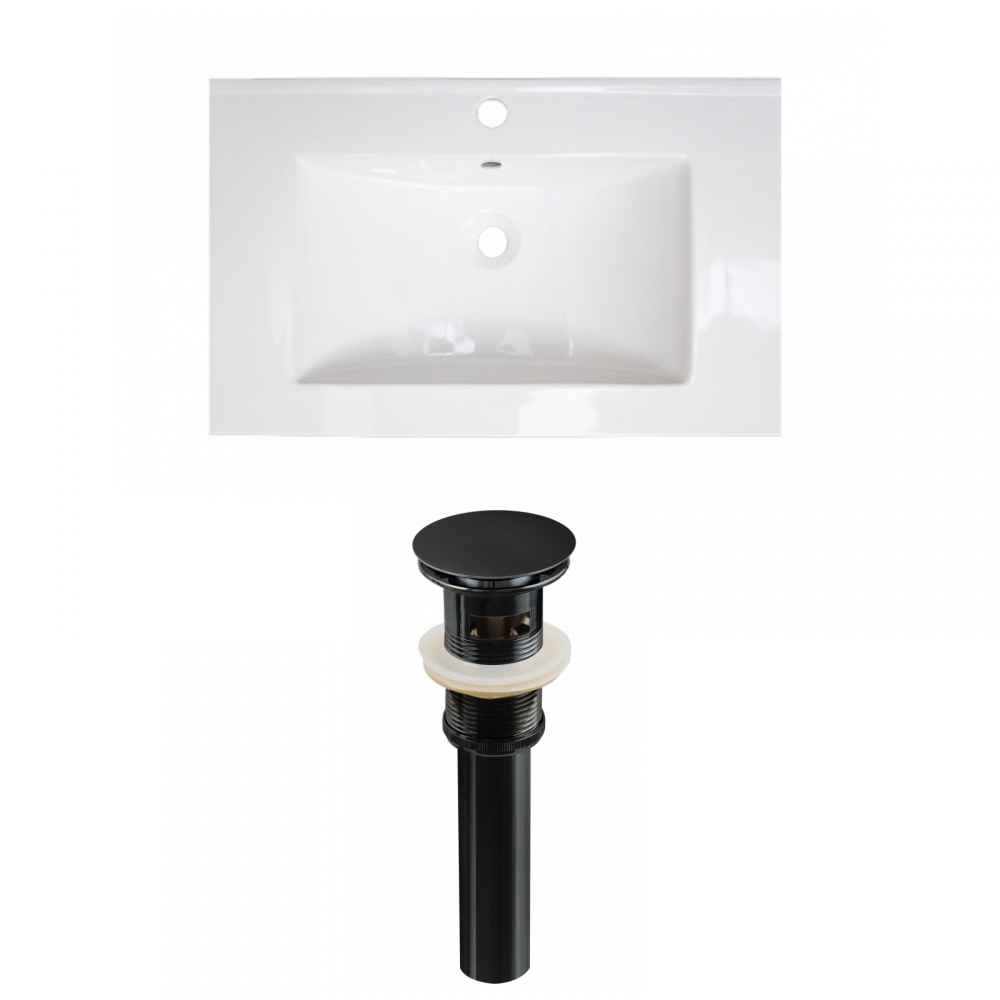 21-in. W 1 Hole Ceramic Top Set In White Color - Overflow Drain Incl.