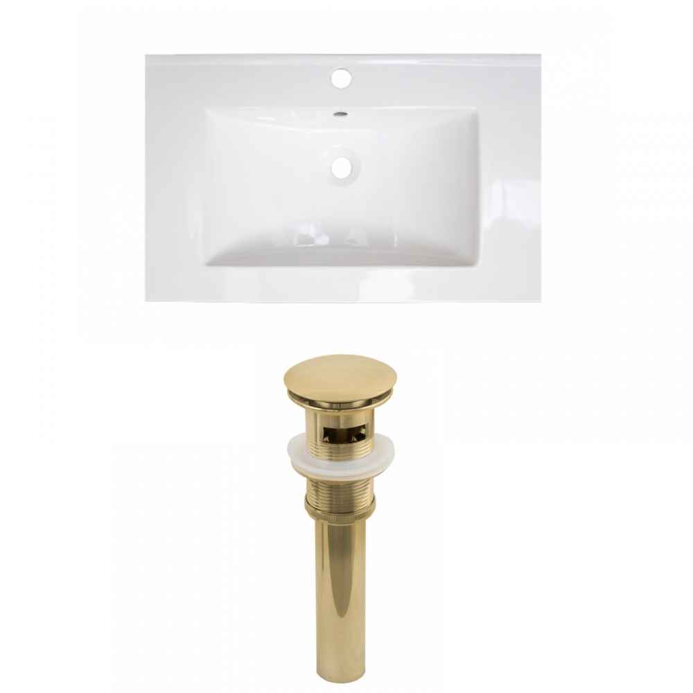 21-in. W 1 Hole Ceramic Top Set In White Color - Overflow Drain Incl.