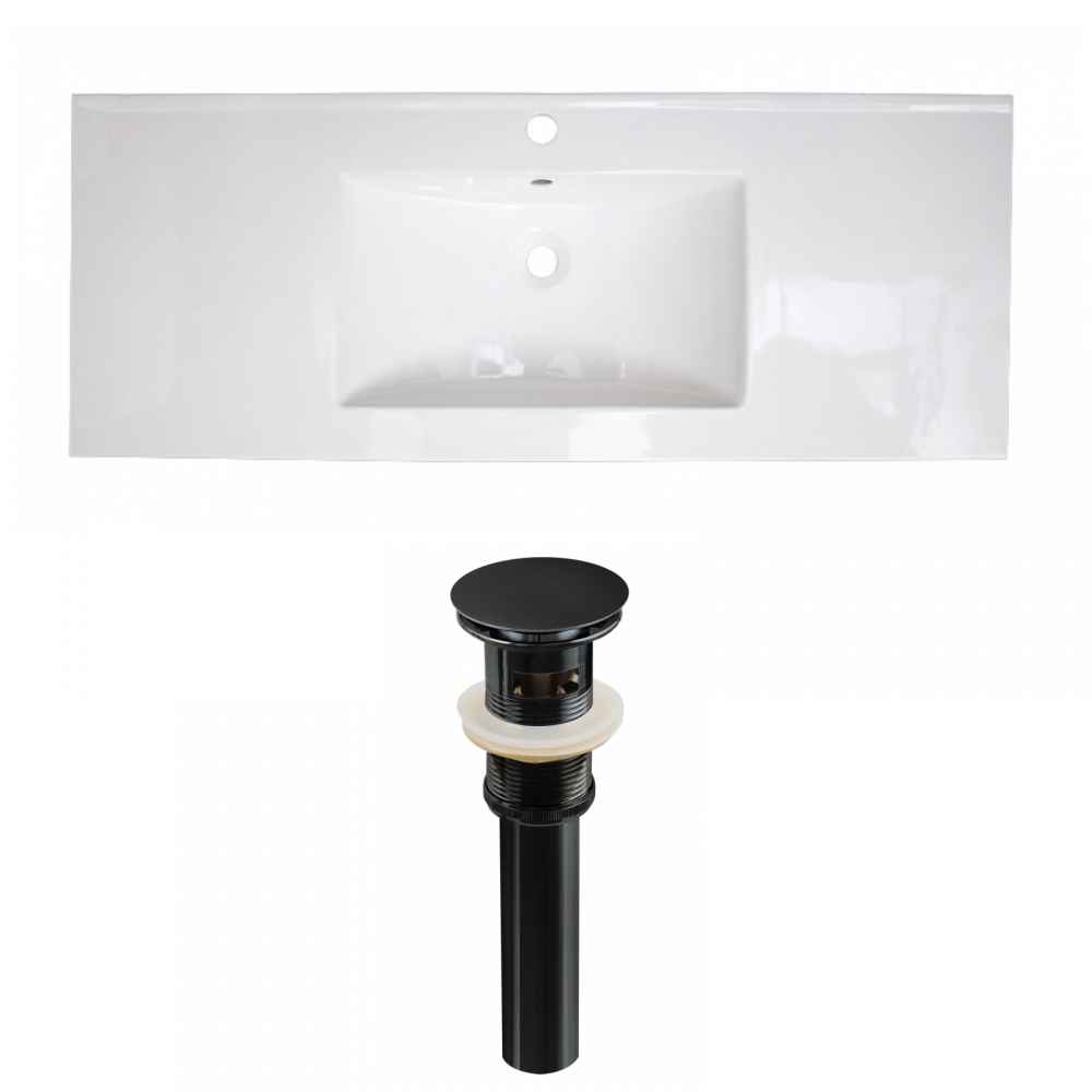 39.75-in. W 1 Hole Ceramic Top Set In White Color - Overflow Drain Incl.