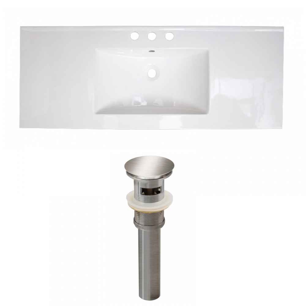 39.75-in. W 3H8-in. Ceramic Top Set In White Color - Overflow Drain Incl.