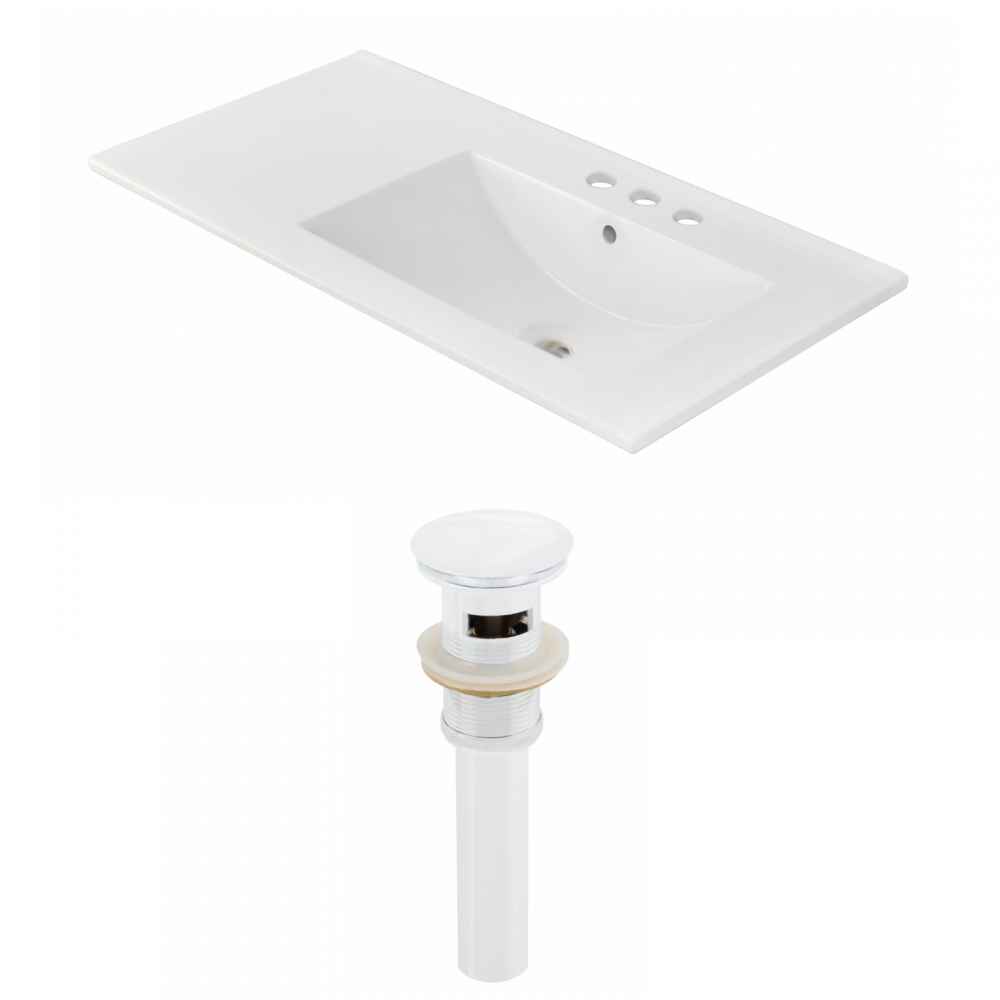 35.5-in. W 3H4-in. Ceramic Top Set In White Color - Overflow Drain Incl.