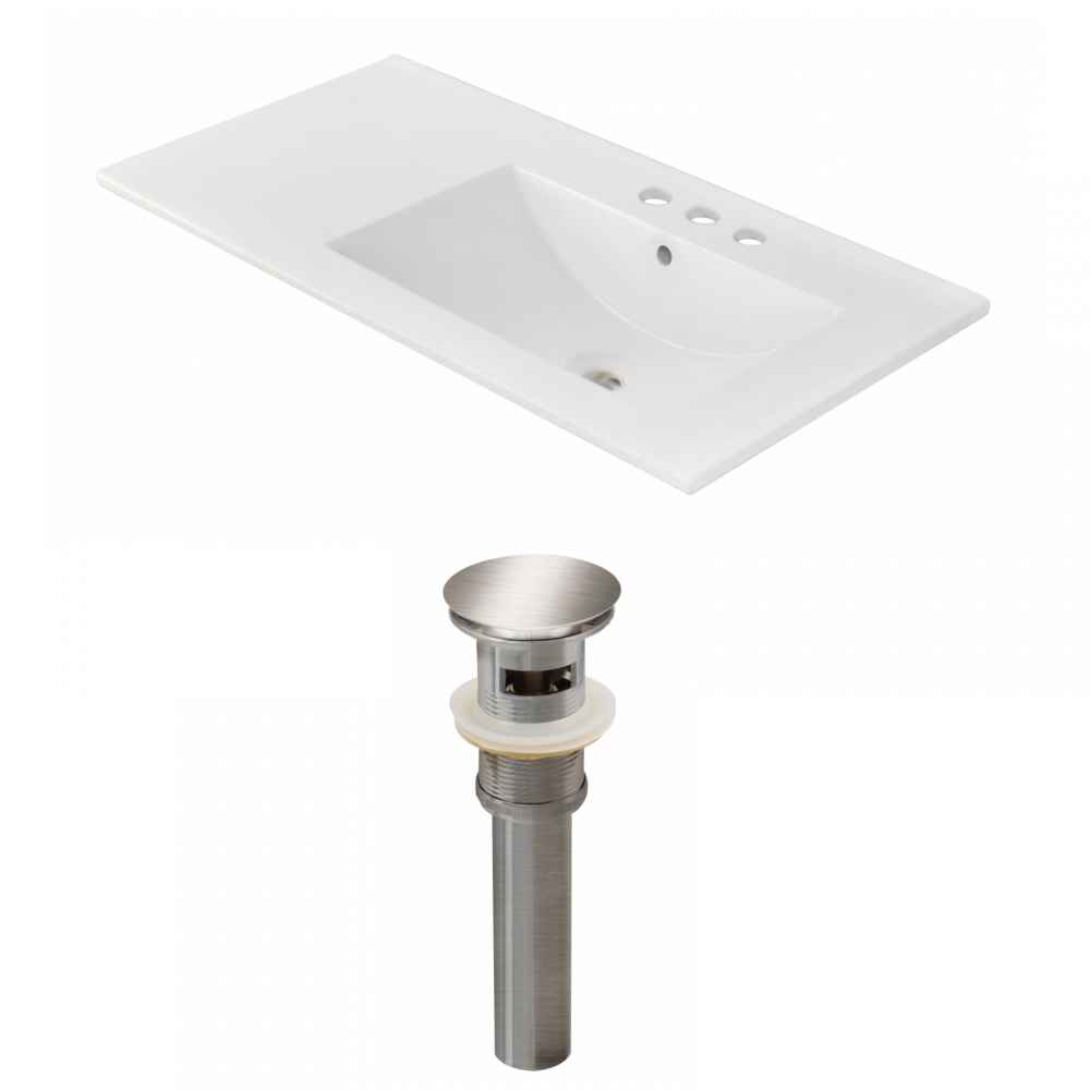 35.5-in. W 3H4-in. Ceramic Top Set In White Color - Overflow Drain Incl.