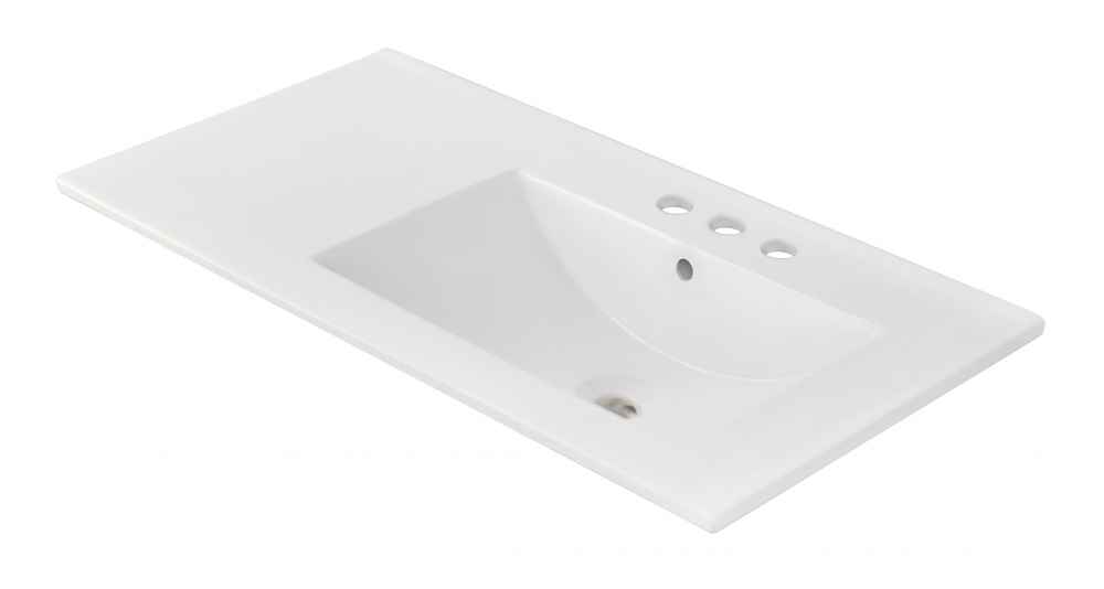 35.5-in. W 3H4-in. Ceramic Top Set In White Color - Overflow Drain Incl.